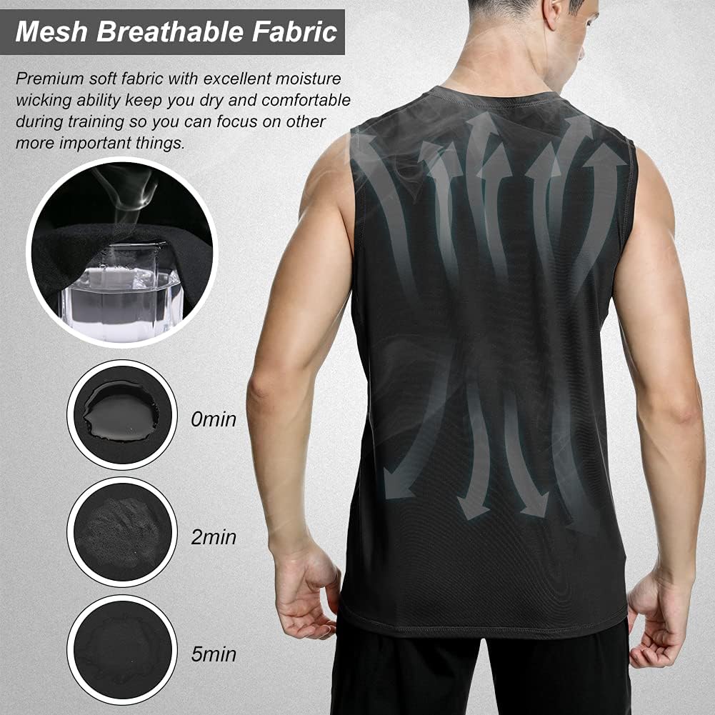 MeetHoo Men's Tank Top, Muscle Shirts, Tank Shirt, Sleeveless Shirt, Quick-Drying Undershirt, Gym, Running for Men