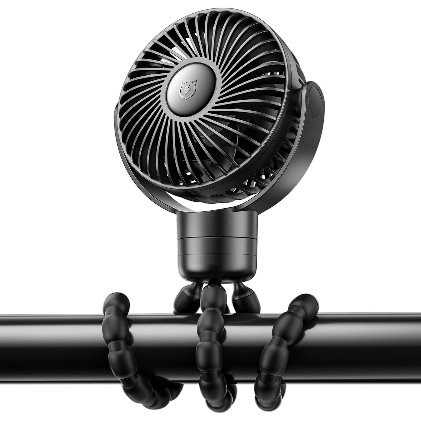 SMARTDEVIL Portable Stroller Fan, 4000mAh Small Battery Operated Baby Fan with Buckle, 4 Speeds Car Seat with Flexible Tripod, Dual 360° Rotatable, for Crib, Peloton Bike, Travel