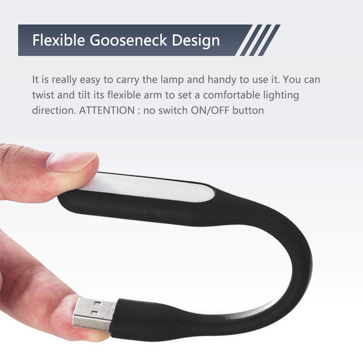 USB LED Light Lamp for Power Bank (10 PCS) Portable Eye Care Mini Night Light with Flexible Arm, USB Gooseneck Reading Lamps Book Light,Compatible for Desktop, Notebook Laptop (10-Black)