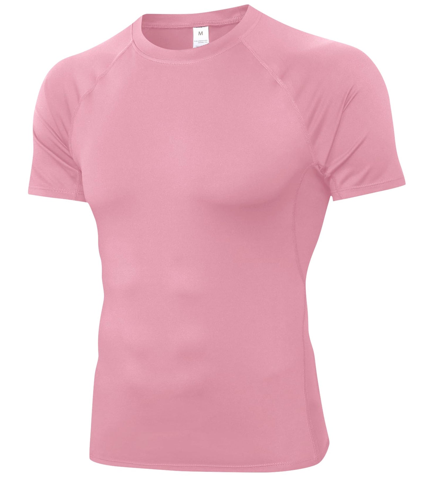 SPVISE Pink Compression Shirt Men Short Sleeve Workout T-Shirt Cool Dry Sport Undershirts for Running Gym Football Basketball