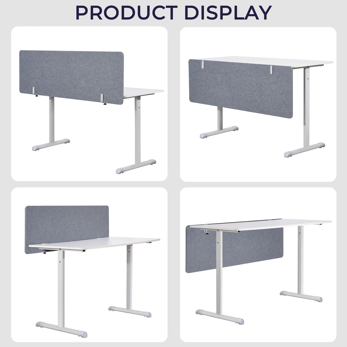Vandebiao Clamp-On Desk Divider, 48 x 18 Inch Desktop Privacy Partition Panel for Office and Home Workspace - Gray