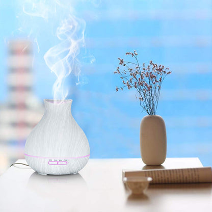BZseed Aromatherapy Essential Oil Diffuser 550ml 12 Hours Wood Grain Aroma Diffuser with Timer Cool Mist Humidifier for Large Room, Home, Baby Bedroom, Waterless Auto Shut-off,7 Colors Lights Changing
