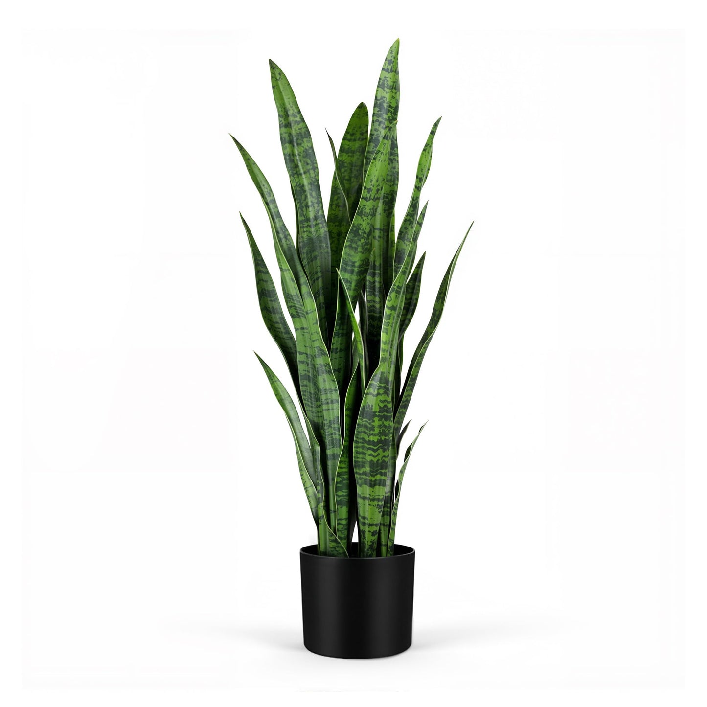 KOL 3ft Artificial Snake Plant, Fake Sansevieria Potted Plants, with Thick Lifelike Faux Leaves, Indoor Home Office Decor, Mother-in-Law Tongue Houseplant, 35in, Green