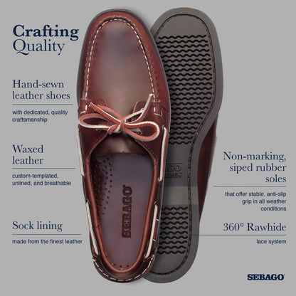 Sebago Men's Docksides Portland Waxed Boat Shoes, Brown (Brown-Gum), 9 UK (43.5 EU)