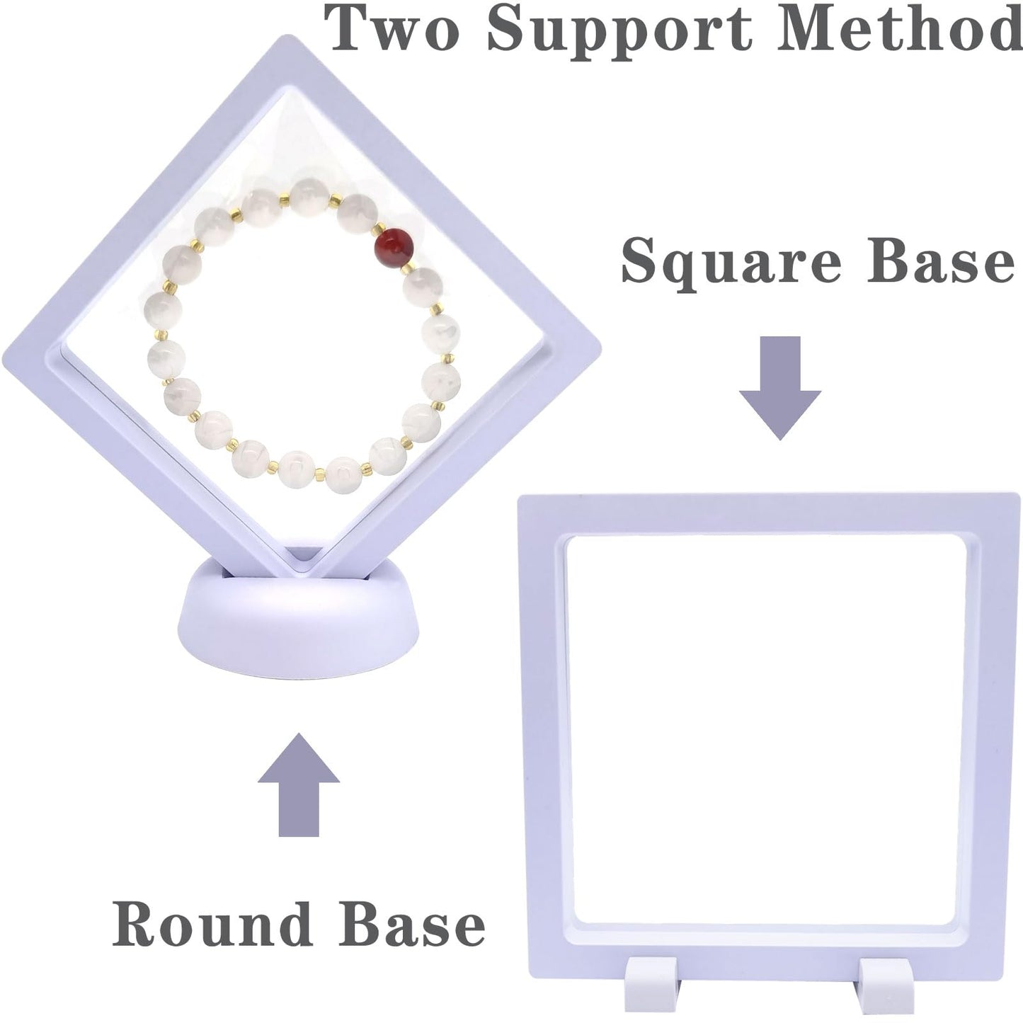 9PCS 3D Floating Display Case, Challenge Coin Display Stand Holder Frames Transparent PE Jewelry Storage Box Large Suspension Frames for Medal, Medallion, Stamps (White)