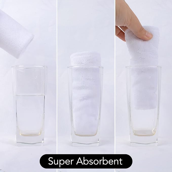 SINLAND Microfiber Facial Cloths Fast Drying Washcloth 12inch x 12inch White 2