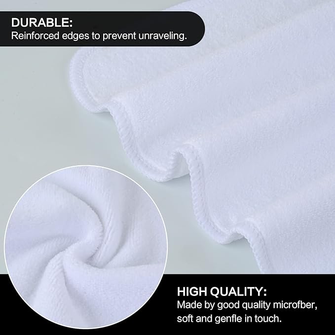 SINLAND Microfiber Facial Cloths Fast Drying Washcloth 12inch x 12inch White 2