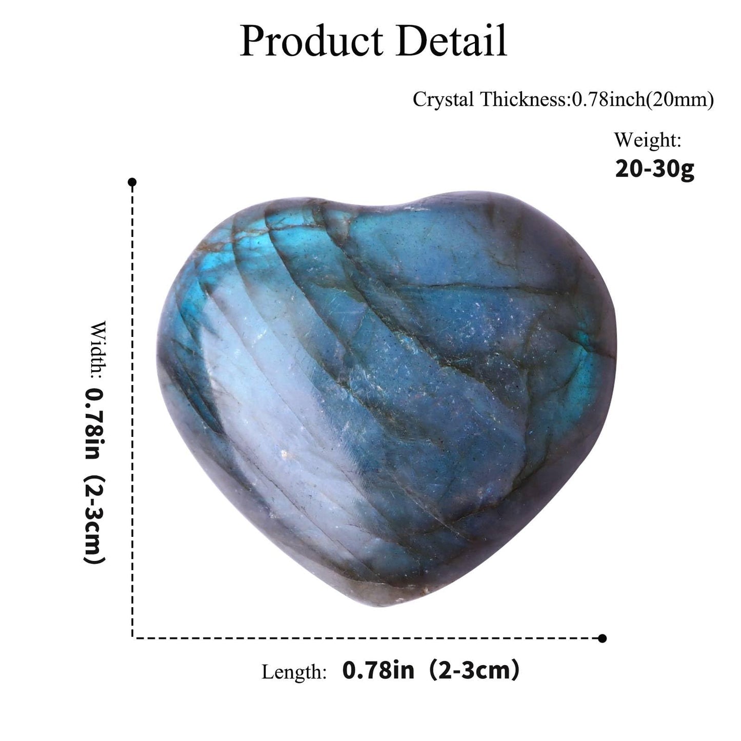 UU UNIHOM 0.78in-1.18in Natural Labradorite Large Heart Stones Healing Crystals Gemstones Gifts Heart Shaped Rocks for Home Decor Reiki Meditation Women
