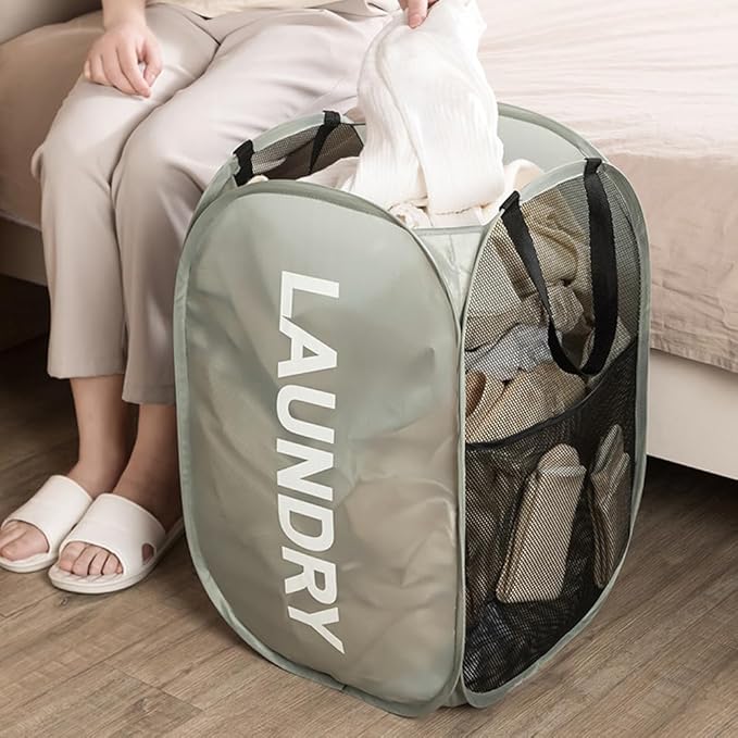 Larpur Pop Up Laundry Baskets, 2 Pack Mesh Laundry Hampers Collapsible Clothes