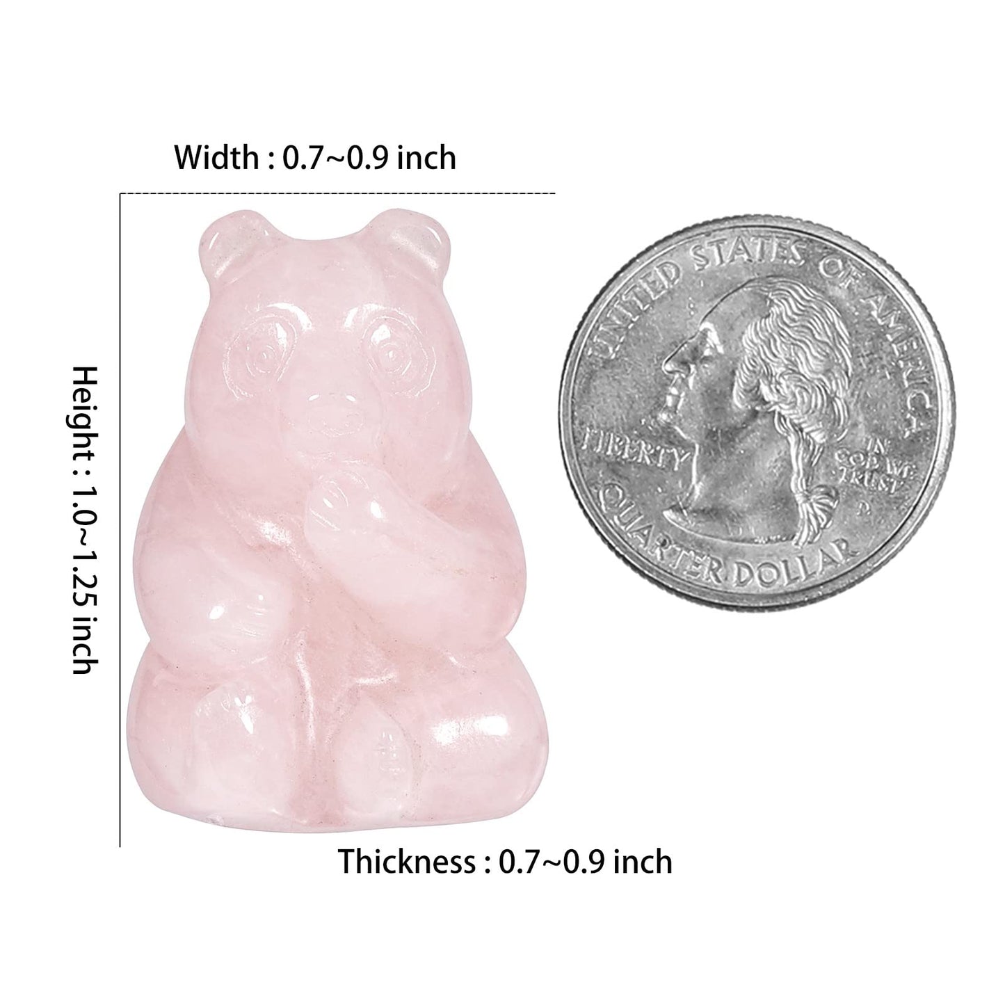 mookaitedecor Set of 2 Hand Carved Rose Quartz Crystal Bear Figurine, Carving Animal Statue Sculpture Pocket Stone for Home Office Decor Collectible