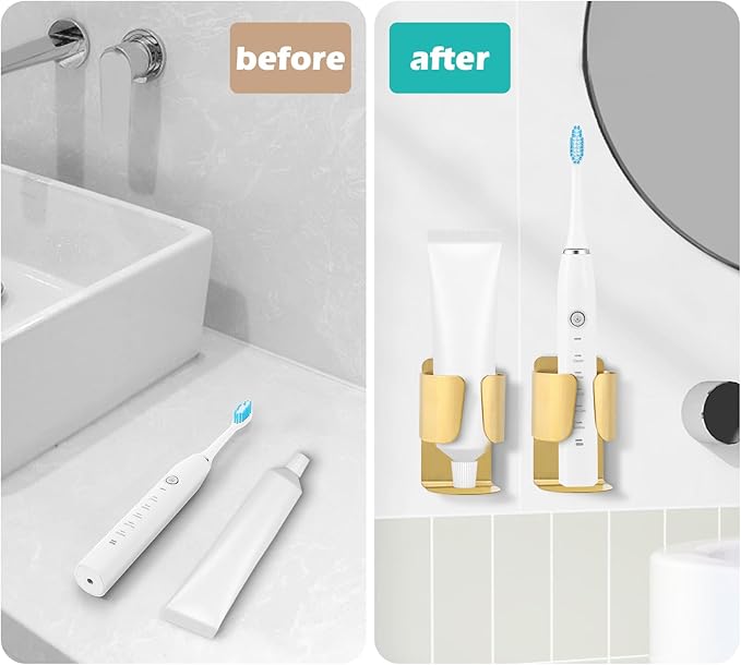 Electric Toothbrush Holder Wall Mount, 304 Stainless Steel Self-Adhesive