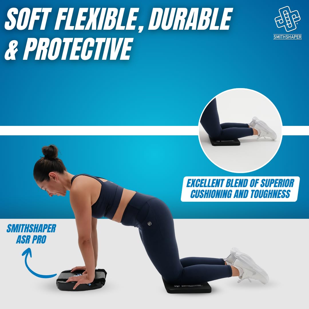 SmithShaper® SUPER PAD Thick Exercise Knee Mat (14" x 11" x 1") Cushions Knees, Forearms, Elbows, and Lower Back During Workouts | Ab Rolls, Knee Pushups, Sit-Ups, etc. | Yoga, Pilates, HIIT | Durable, Soft Nitrile Rubber Resists Oils and Odors
