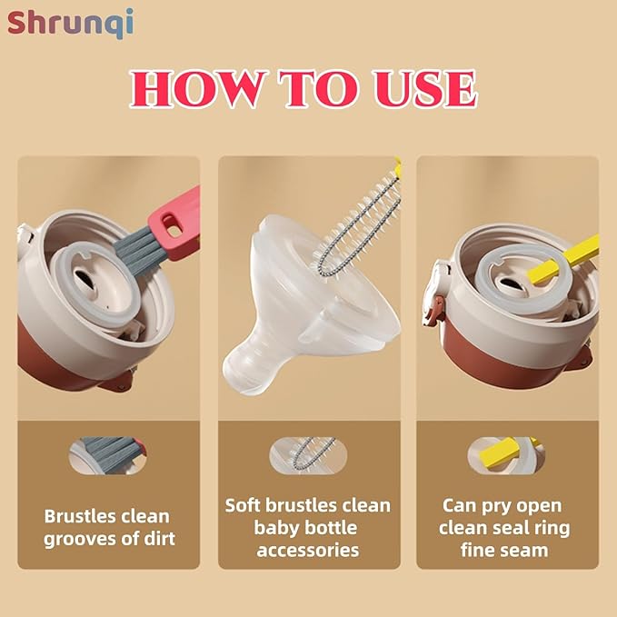 3 in 1 Cup Lid Cleaning Brush, 3 in 1 Multifunctional Cleaning Brush Portable