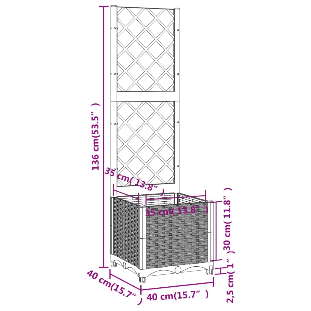 QZZCED Square Garden Planter with Trellis, 15.7 x 15.7 Inches Base, 53.5 Inches Tall, Modern Matte Finish Outdoor Planter for Climbing Plants, Flowers, Patios, Balconies, Durable