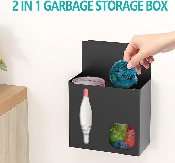 2 in 1 Grocery Bag Holder & Trash Bag Holder Dispenser, Kitchen Grocery Storage