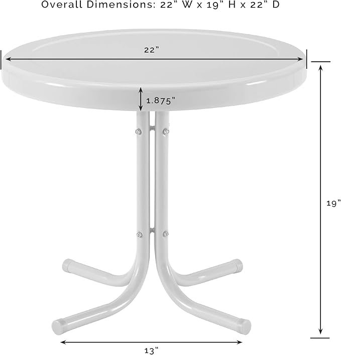 Crosley Furniture Griffith Weather Resistant Retro Metal Outdoor Side Table