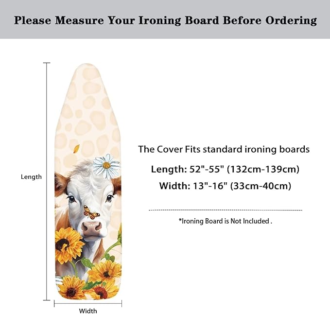 Sunflower Cow Ironing Board Cover and Pad Standard Full Size Iron Covers