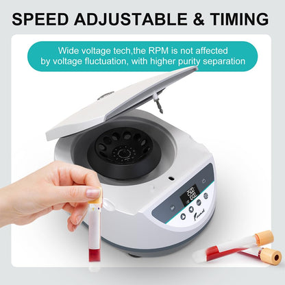 Benchtop Centrifuge Machine for PRP Digital Lab Centrifugadora de Plasma 2ml/5ml/ 10ml /15mlx8 Capacity,500-5000rpm|3074xg w/Timer