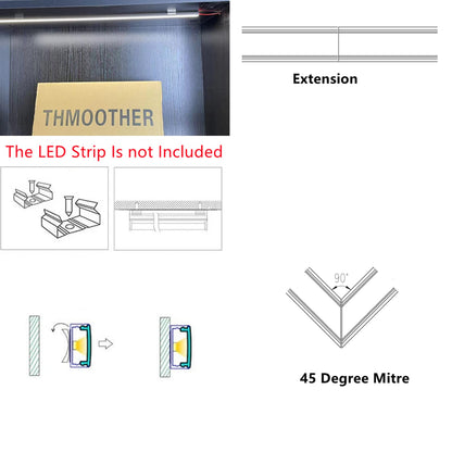 THMOOTHER 6-Pack 16-Inch U Shape Surface Mounted LED Strip Black Channel with Anti UV Diffuser - Versatile Lighting Solution for Elegant Ambiance and Enhanced Illumination