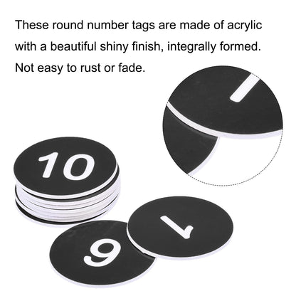 MECCANIXITY Plastic Number Tag, 1-10 Digital Tags Sign Tag Acrylic Engraved Black with Self-Adhesive, Pack of 10