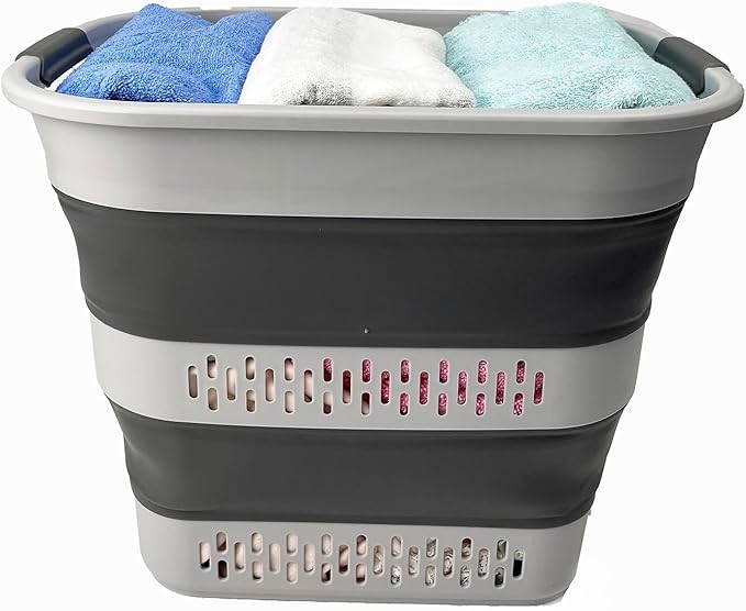 SAMMART 40L Collapsible Plastic Laundry Basket