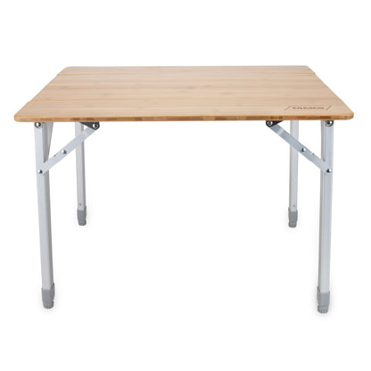 Camco Bamboo Folding Camping Table with Aluminum Legs - Natural Bamboo Top Measures 25 ½ x 19 ¾-inches & Supports Up to 85lbs - Lightweight for Added Portability & Includes Storage Bag (51895)