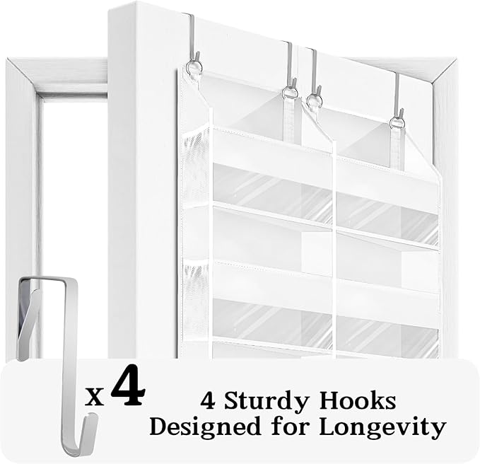Over The Door Organizer 6 Tiers, Extra Large Behind Door Storage of 12