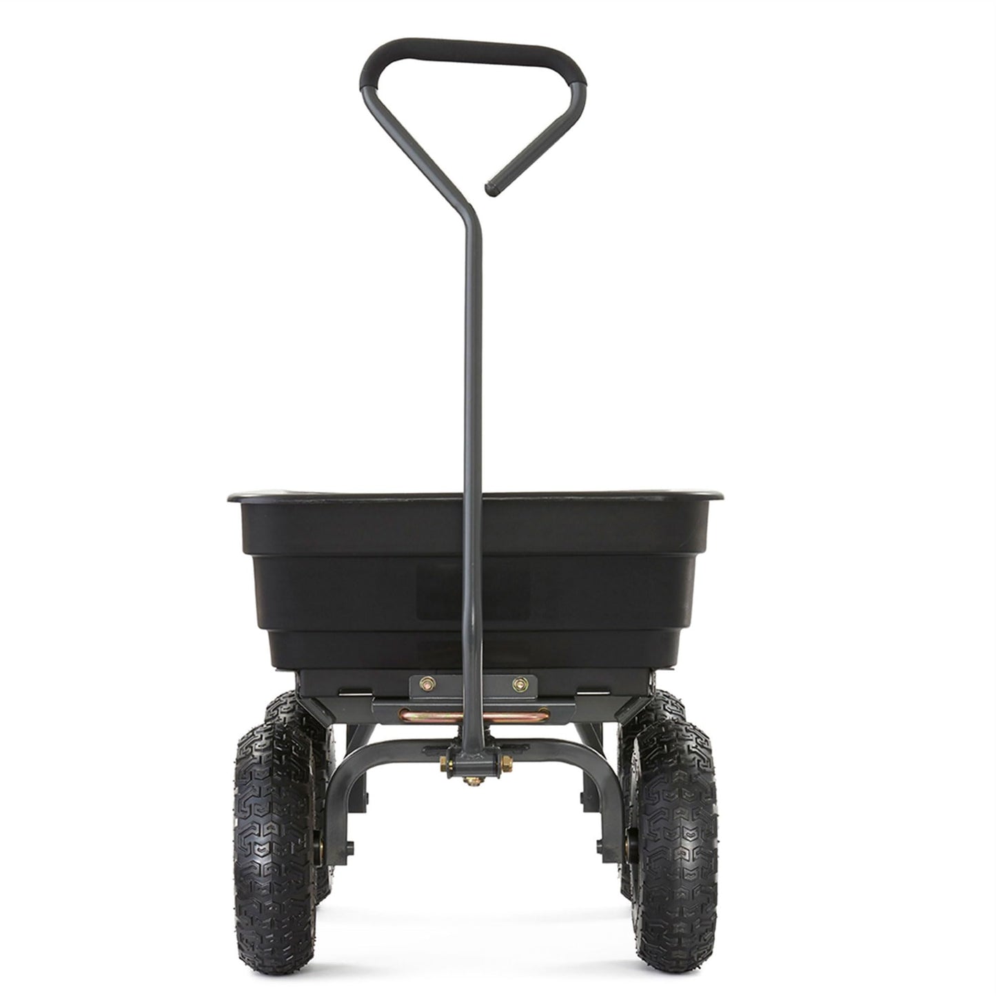 Gorilla Carts GOR4PS Poly Garden Dump Cart with Steel Frame and 10-in. Pneumatic Tires, Padded pull handle and Quick-release for easy unloading, 600-Pound Capacity, Black