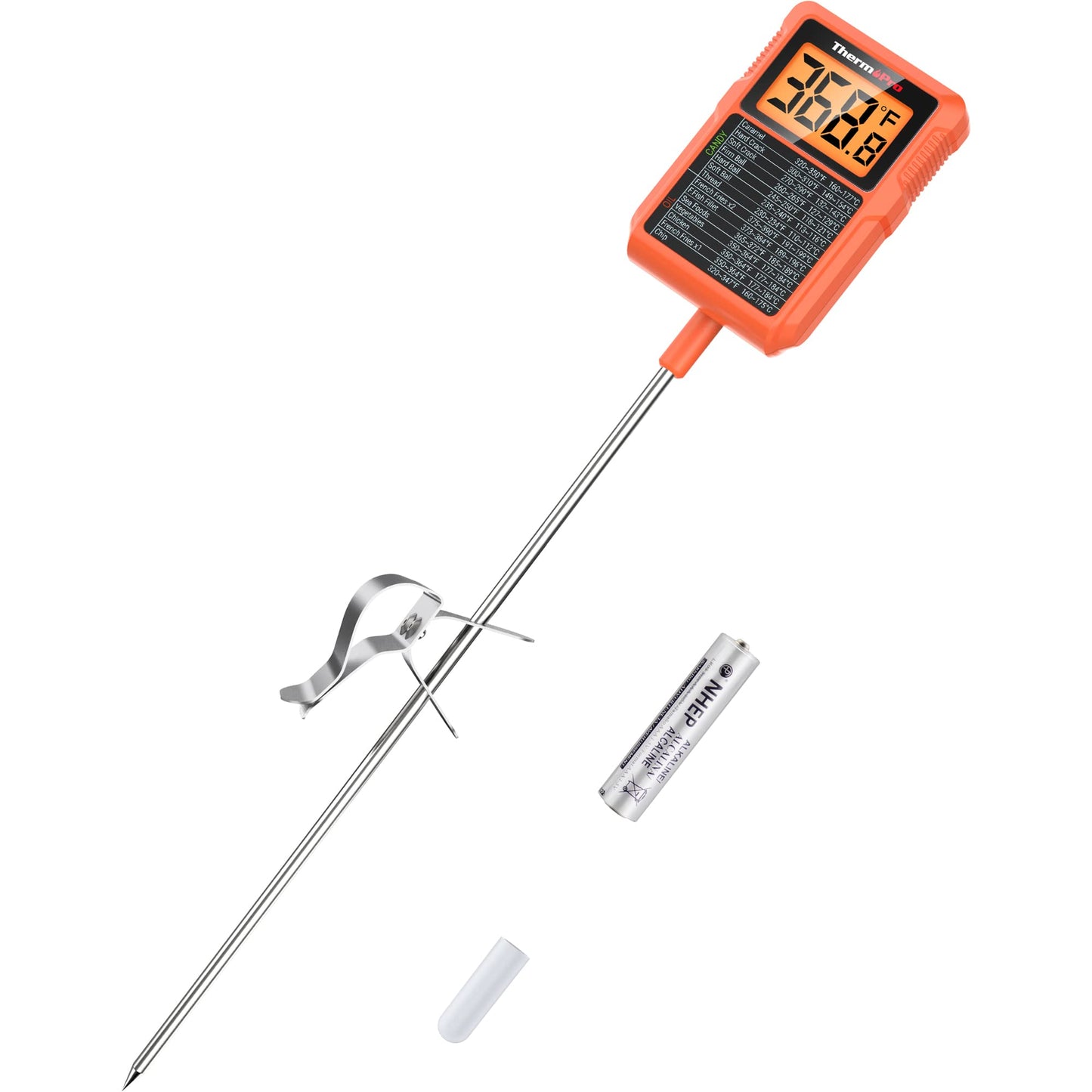 ThermoPro TP510 Waterproof Digital Candy Thermometer with Pot Clip, 10" Long Probe Instant Read Food Cooking Meat Thermometer for Grilling Smoker BBQ Deep Fry Oil Thermometer
