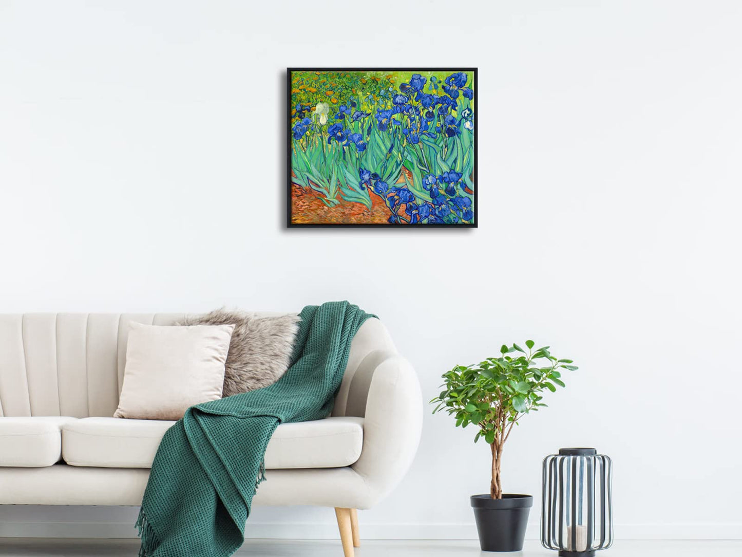 Wieco Art Irises Modern Stretched and Framed Floral Giclee Canvas Print By Van Gogh Famous Flowers Oil Paintings Reproduction Artwork Pictures on Canvas Wall Art for Bedroom Home Decorations