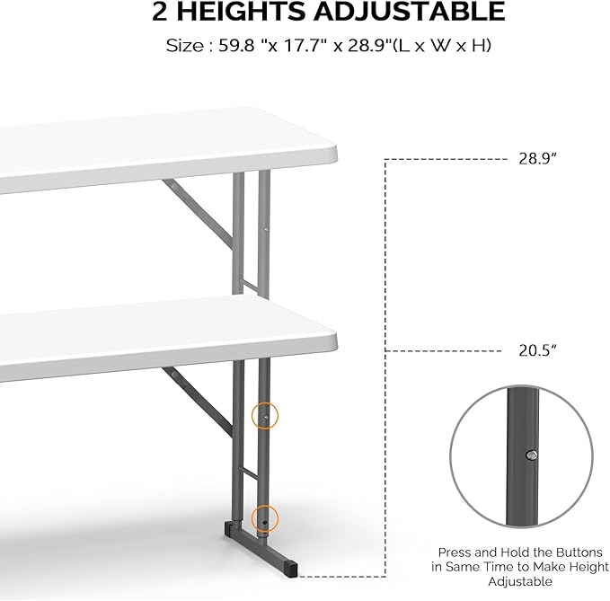 VINGLI 4 FT Narrow Folding Table, Home Work