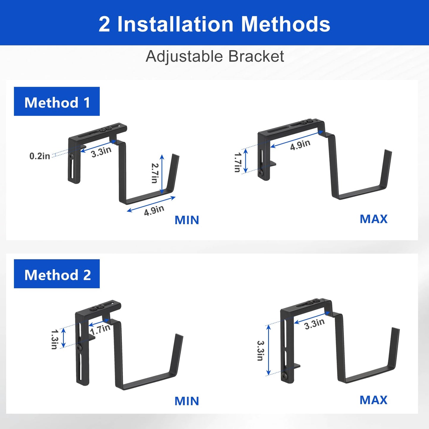 CADUKE Railing Planter Box 4 Pack Window Boxes Planter with Adjustable Brackets 16.9 Inches Deck Railing Hanging Flower Boxes Black Balcony Planters Fence Hanging Planters for Outdoor