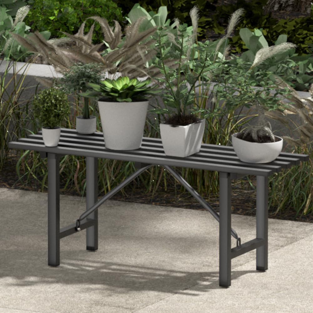 DHYGOTFUR Premium Aluminum Plant Stand - Home Decor & Outdoor Garden Solution with 300 LBS Capacity, L37.8 x W11.4 x H13.8 inch