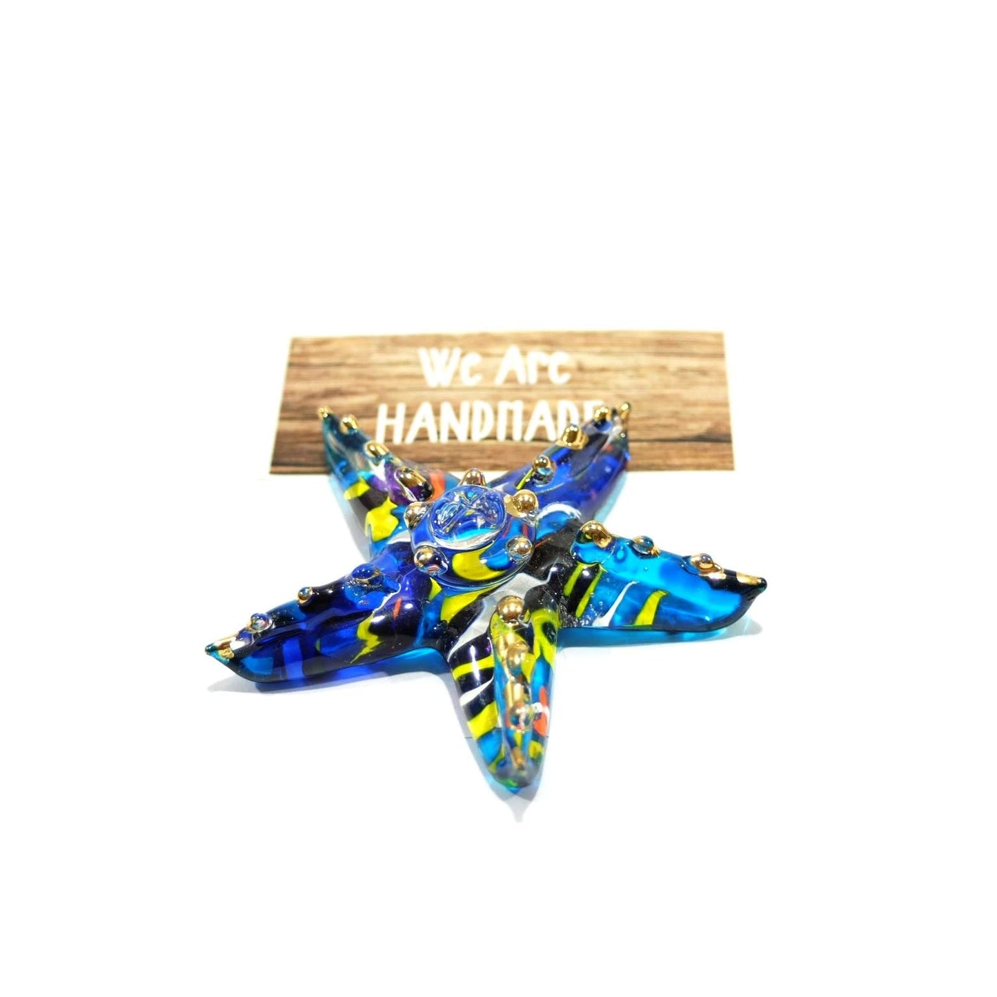 Handmade Mini 2" Blue Starfish Figures Blown Glass Art/Miniature Ocean Animals/Collectible Figurines Gift Ideas/Tiny Ornament Cool Stuff Decor N2 - Model 2022