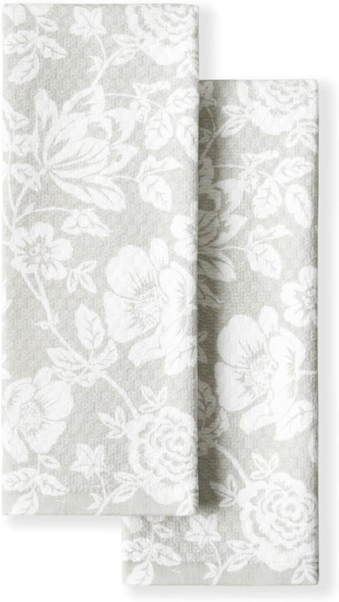 Martha Stewart Dual Purpose Kitchen Towel 2-Pack Set, Floral Vine
