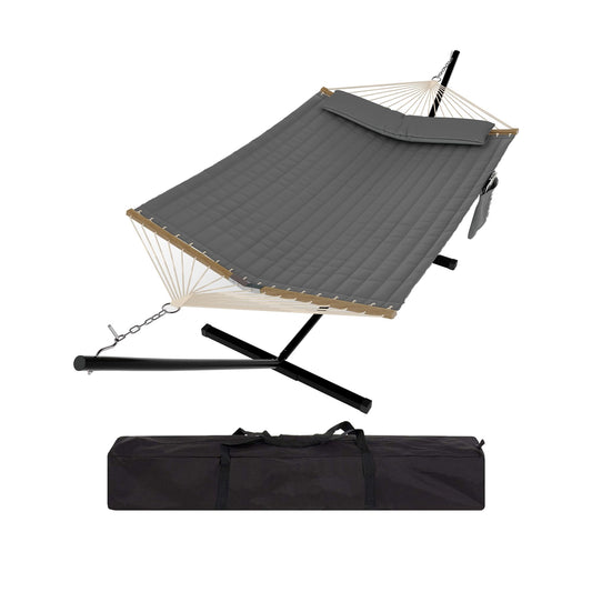 GarveeLife Instant-Setup 2-Person Hammock with Reinforced Steel Frame – Portable Outdoor Lounger for Garden, Camping & Beach (450 LB Capacity + Quick-Fold Carry Bag),Gray depressions