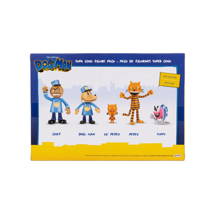 Dog Man Movie Action Figures Multipack Set by Jakks Pacific, Includes 6.3 cm Articulated Scale Figures - Inspired by the Dog Man Movie Toys, Lil Petey, Petey, Chief, and Flippy!
