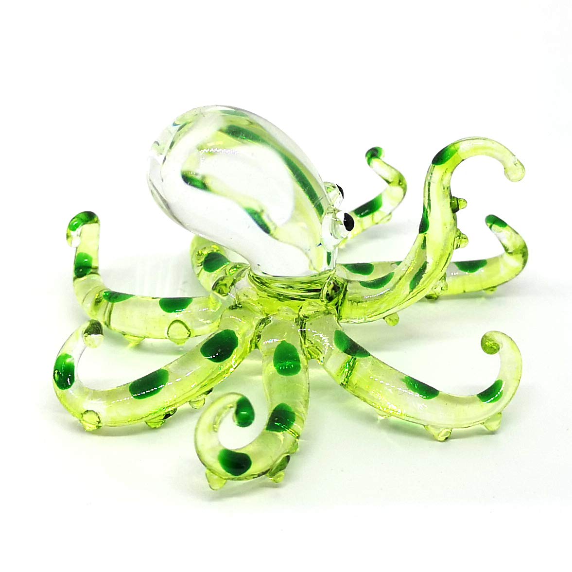 ZOOCRAFT Hand-Blown Glass Octopus Figurine, Lampwork Ocean Sculpture for Coastal Shelf & Desk Display — Artisan Gift for Marine Life Lovers, Scuba Divers & Aquarium Enthusiasts