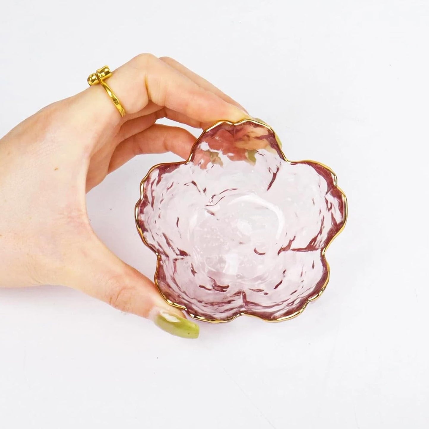 2 Set Handmade Glass Cherry Blossom Backflow and Stick Incense Holder with 9 Holes & Ash Catcher for Meditation, Yoga, Home & SPA Decor (2PCS - with Gilt-Edged)