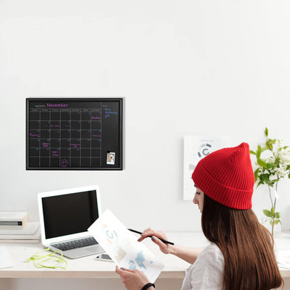 TORASO Calendar Chalkboard,Small Magnetic Surface Black Wood Frame Chalk Board for Planning,10.6 x 14.6 inches,School Timetable Memo, Hanging Board for Office, School and Home(YLHB-BK-2737)