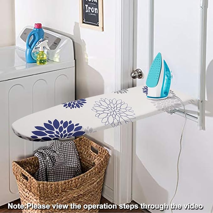 SheeChung 14x42 Inch Over-The-Door Ironing Board Cover and Pad, Cotton Cover