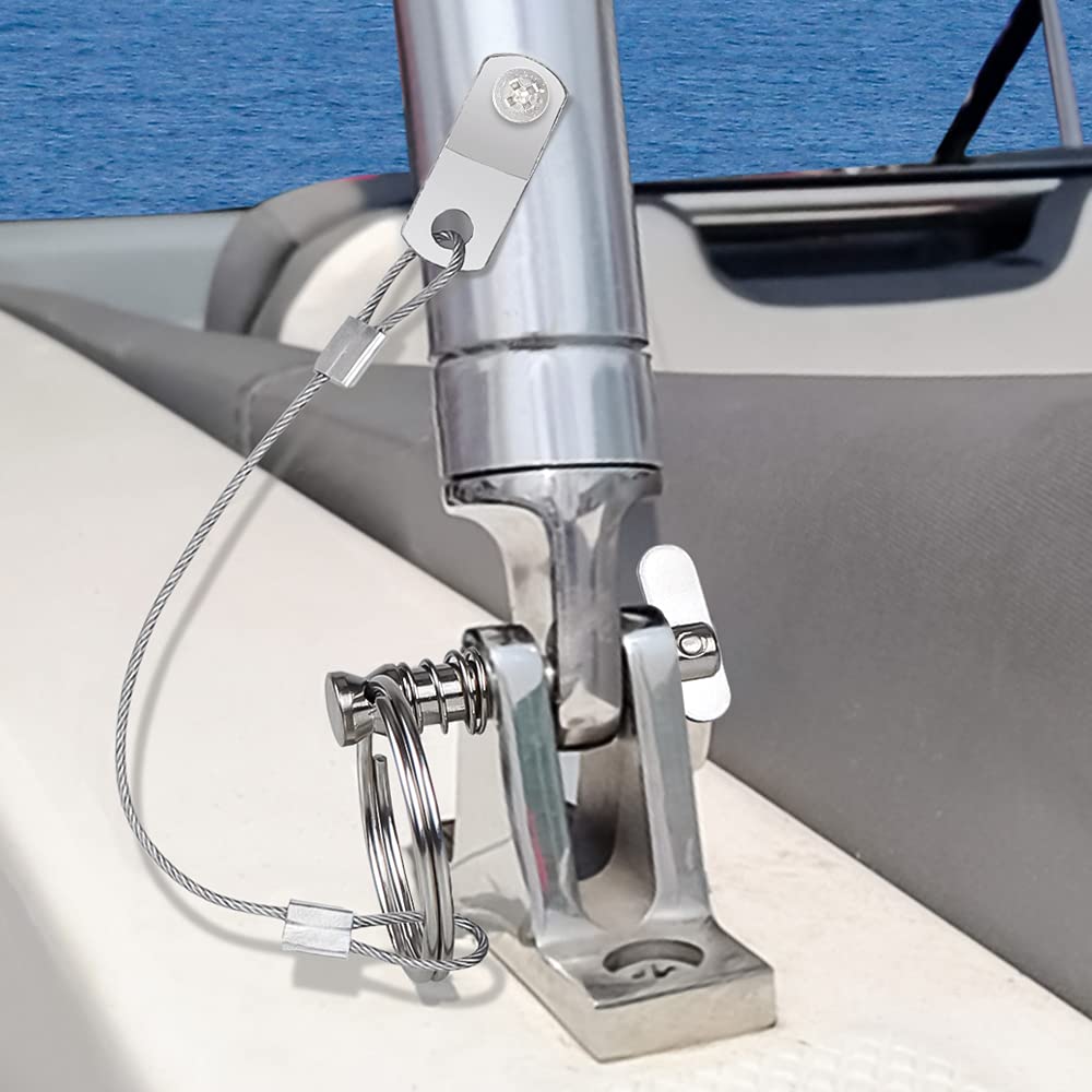 Hysagtek 6 Pcs Bimini Pins 1/4" Diameter Bimini Top Hardware, Quick Release Pin Boat Canopy Pins for Boat Canopy Marine Hardware, 316 Stainless Steel with Pull Ring