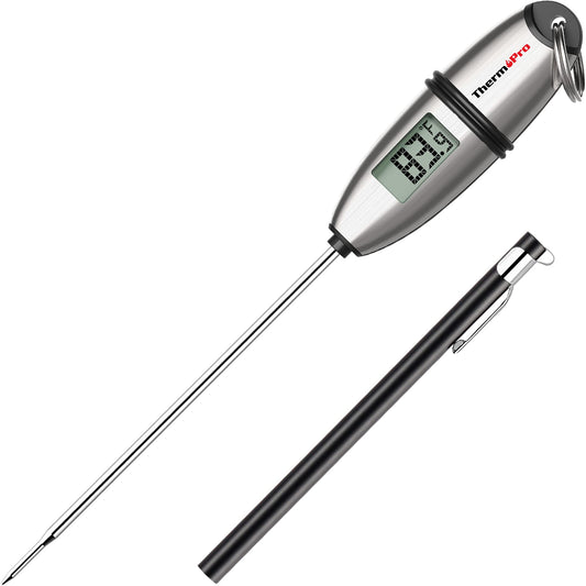 ThermoPro TP02S Digital Food Thermometer for Cooking Bread Baking Sourdough Liquids, Meat Thermometer Digital with Super Long Probe for Grill Candy Kitchen BBQ Oil Milk Yogurt Water Temperature