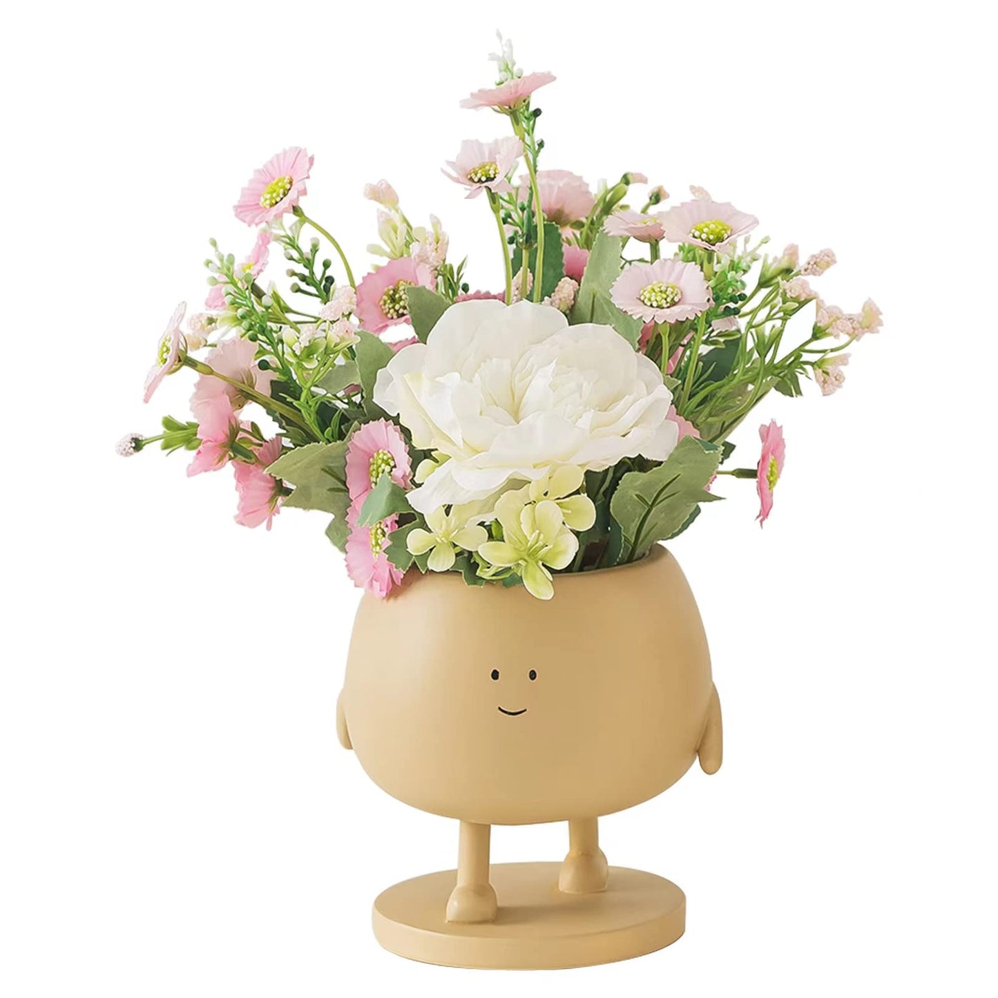 COTYNI Face Plant Pots, Succulent Pots, 4.9 Inch Head Planters for Indoor, Cute Resin Flower Pot with Drainage Hole, Unique Cactus Planter, Small Planter Pots for Mini Plant (1 Pack)