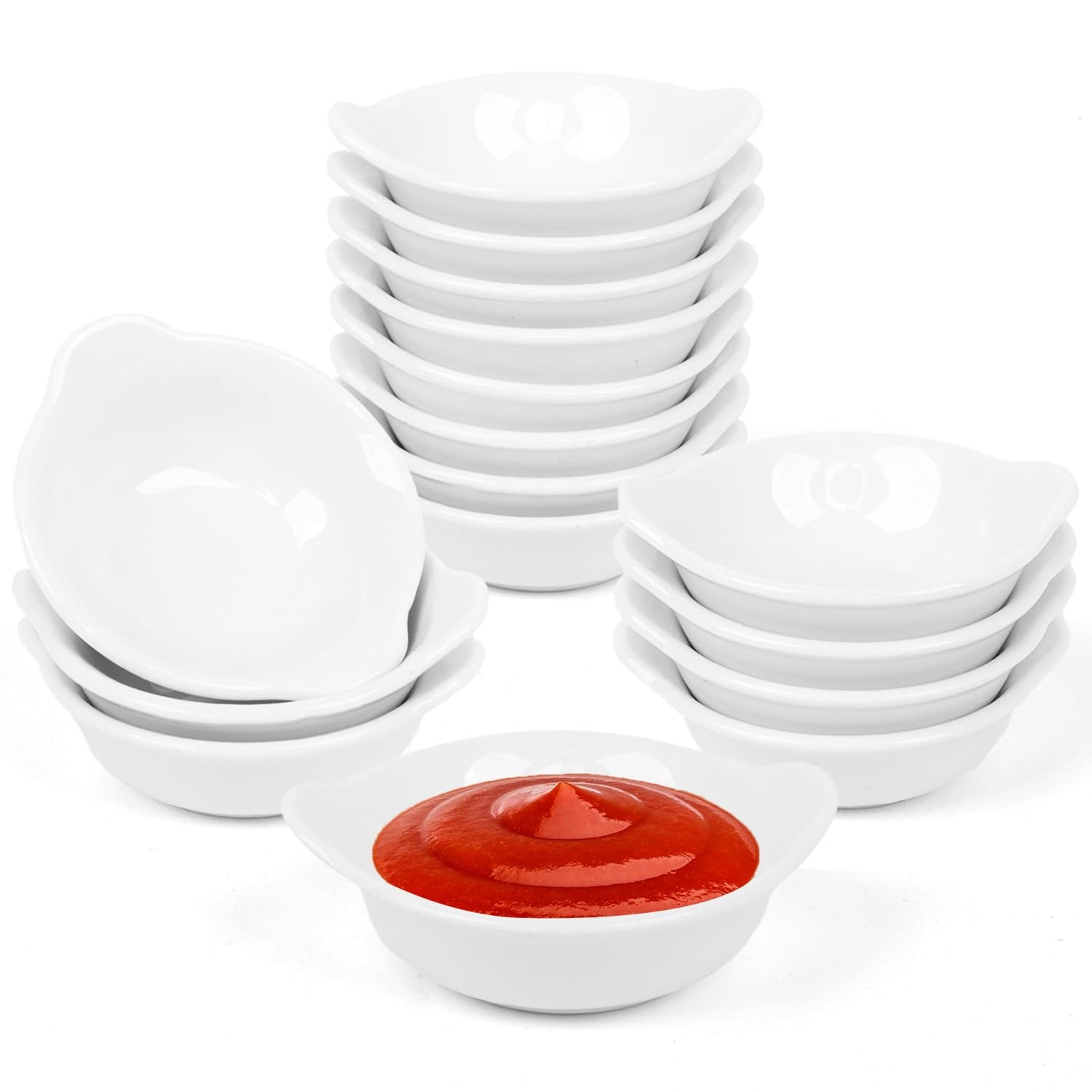 Wuqoioo Soy Sauce Dish, 16 Pack 2 Oz Ceramic Dip Bowls Mini Dipping Bowls,Dipping Sauce Cups For BBQ, Condiments, Appetizer, Dessert, Sushi, Party