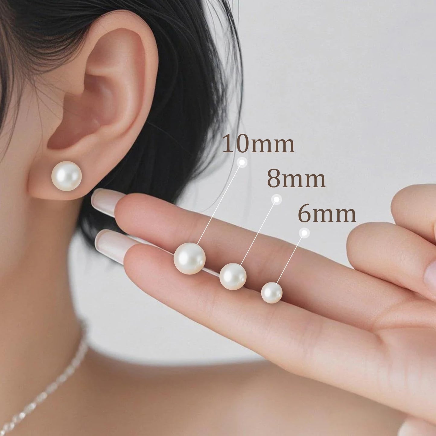 Natural Freshwater Cultured Pearl Stud Earrings, AAAA+Handpicked, Sterling Silver 18K Gold Plated Hypoallergenic Earring Studs Jewelry For Women (10mm)