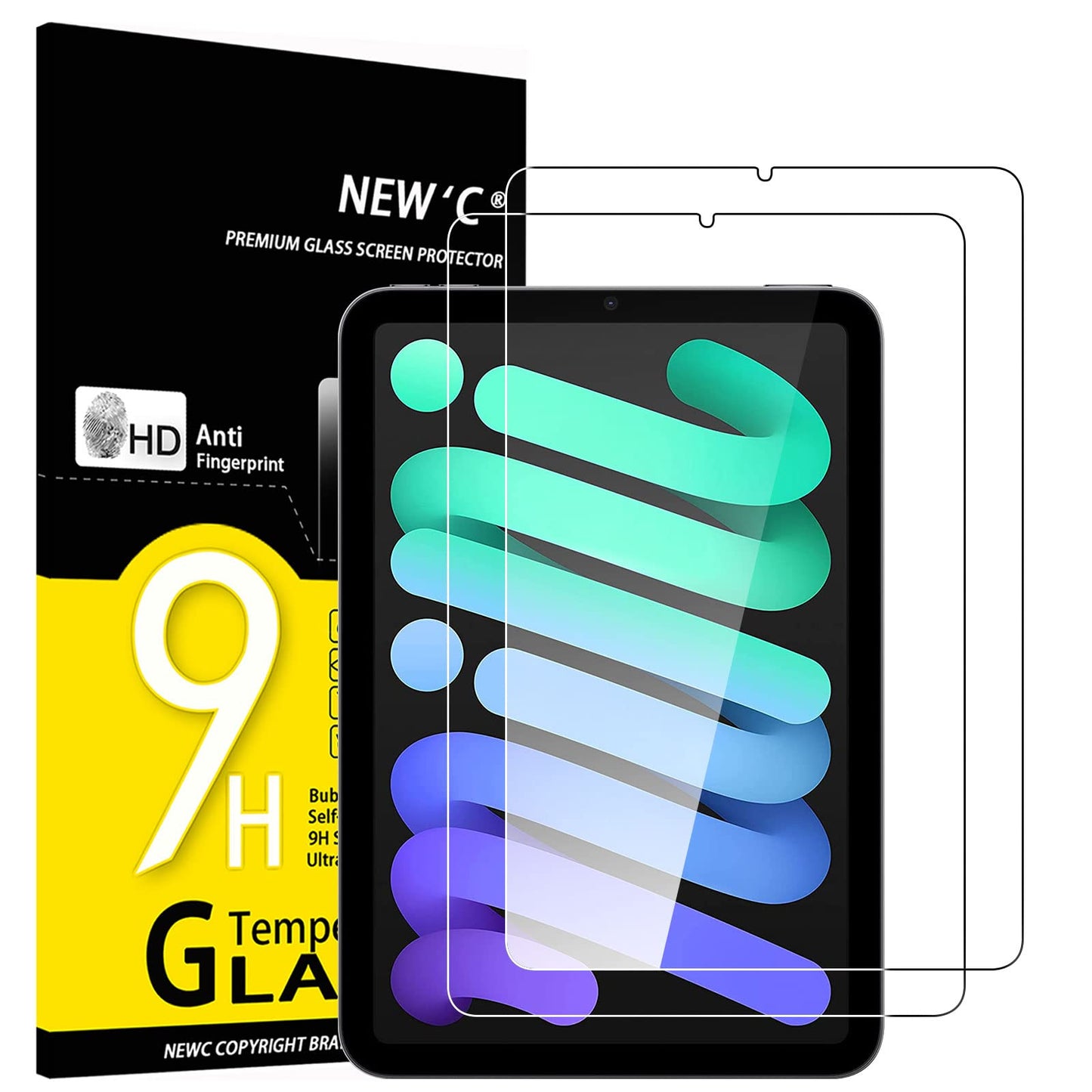 NEW'C 2 Pack Designed for iPad (A16) 11th Generation 2025, iPad 10th Generation 10.9 inches 2022 Screen Protector Tempered Glass, Bubble Free, Ultra Resistant (Easy Installation Frame)