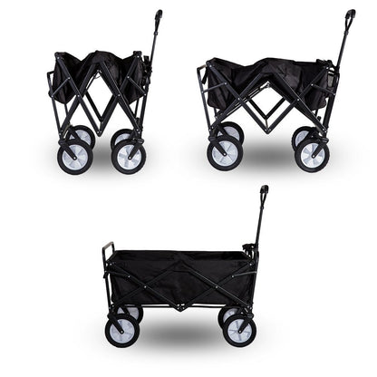 LIFE CARVER Folding Camping Cart Garden Wagon 4 Wheeled Collapsible Festival Trolley, Portable Garden Cart & DIY Waste Wagon - 150KG Capacity