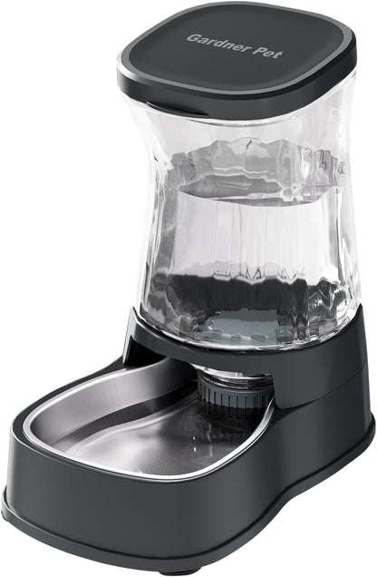 Gardner Pet 3.85L Pet Water Dispenser, Cat Bowls with Stainless Steel Bowl, Gravity Dog Water Dispenser, 100% BPA-Free Automatic Cat Feeder, Feeding Station for Medium & Large-Sized Pets, Dark Grey