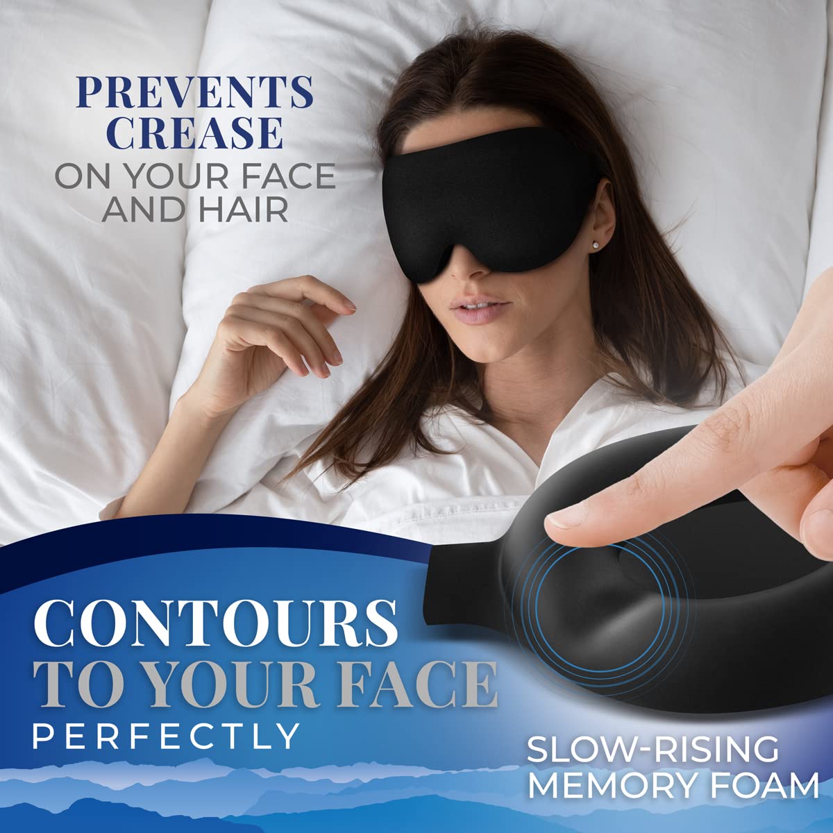 Sleep Mask [2 Pack] - Eye Mask for Sleeping - Patented, Contoured, 100% Blackout, Zero Pressure Sleeping Masks for Women and Men, Blindfold and Eye Covers - S2 Black